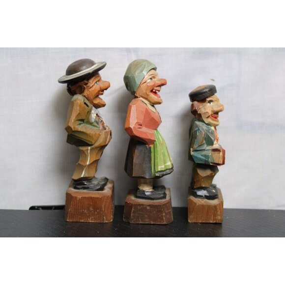 Three Swiss Wood Figurines with Unique Style Home Decor - Picture 4 of 5